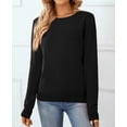 thumbnail image 4 of QUALFORT Women’s 100% Cotton Crew Neck Long Sleeve Pullover Sweater – Soft Lightweight Knit Top, 4 of 6
