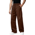 thumbnail image 3 of QATAINLAV Mens Fleece Lined Sweatpants Drawstring Running Workout Trousers Fall Winter Solid Color Baggy Hiking Travel Pants Brown XXL, 3 of 9