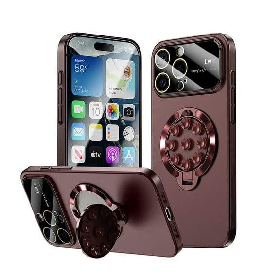 for iPhone 12 Pro Case with Suction Cup, Military Grade Drop Protection, Compatible with MagSafe, Built-in Stand & Camera Lens Protector, Magnetic Hard Phone Case for iPhone 12 Pro, Jujubered