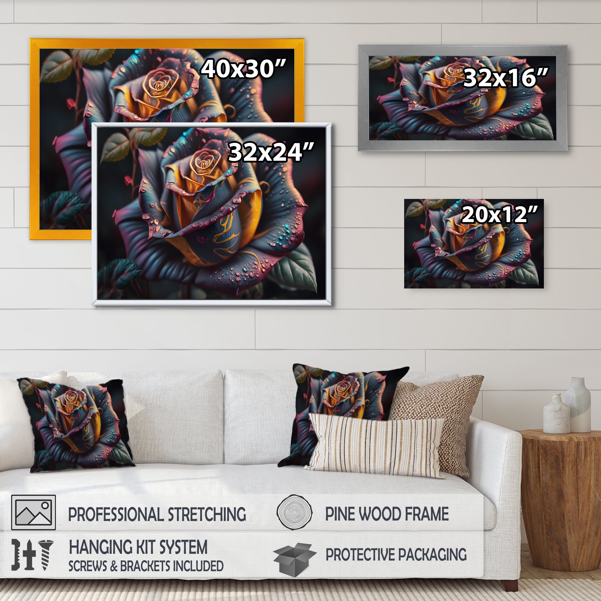 Designart Colorful Rose I Canvas Wall Art