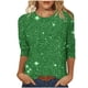 thumbnail image 2 of Tejiojio Women's Sequin Top Round Neck 3/4 Sleeves Sparkly Casual Party Blouse S-2XL, 2 of 5