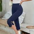thumbnail image 4 of Oplxuo Plus Size Capris for Women High Waisted Capri Leggings Tummy Control Pull On Capris Dressy Casual Crop Pants 2025, 4 of 7