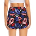 thumbnail image 2 of Lsque American With Lips Printed Women's Running Shorts with Liner Pockets,Elastic Quick Dry Workout Athletic Gym Yoga Shorts,Womens High Waist Shorts-Large, 2 of 9