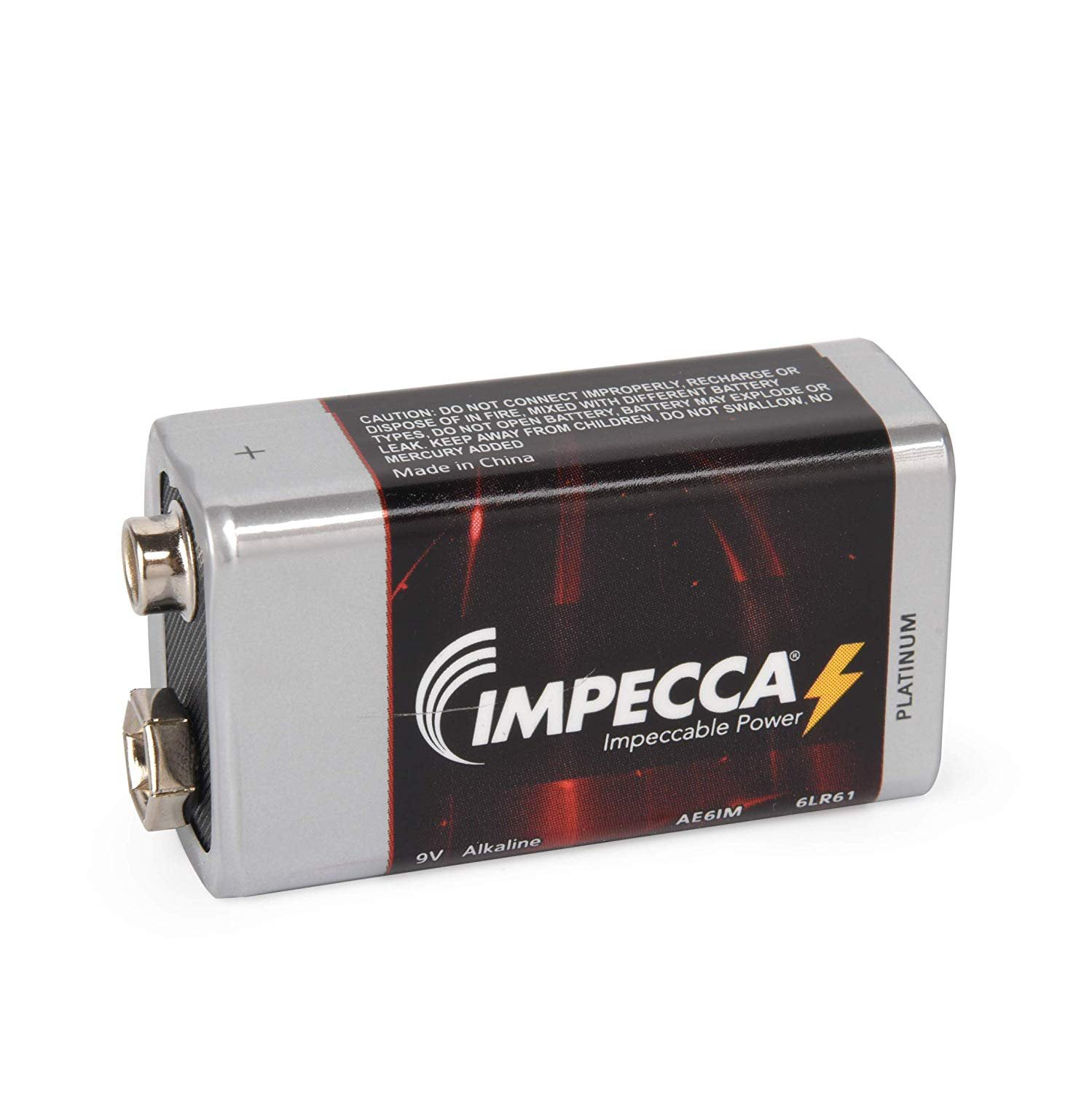 IMPECCA 9 Volt Batteries, High Performance 9V Alkaline Batteries, 6LR61, 9-Volt  Alkaline Battery Everyday Use, 1 Pack 