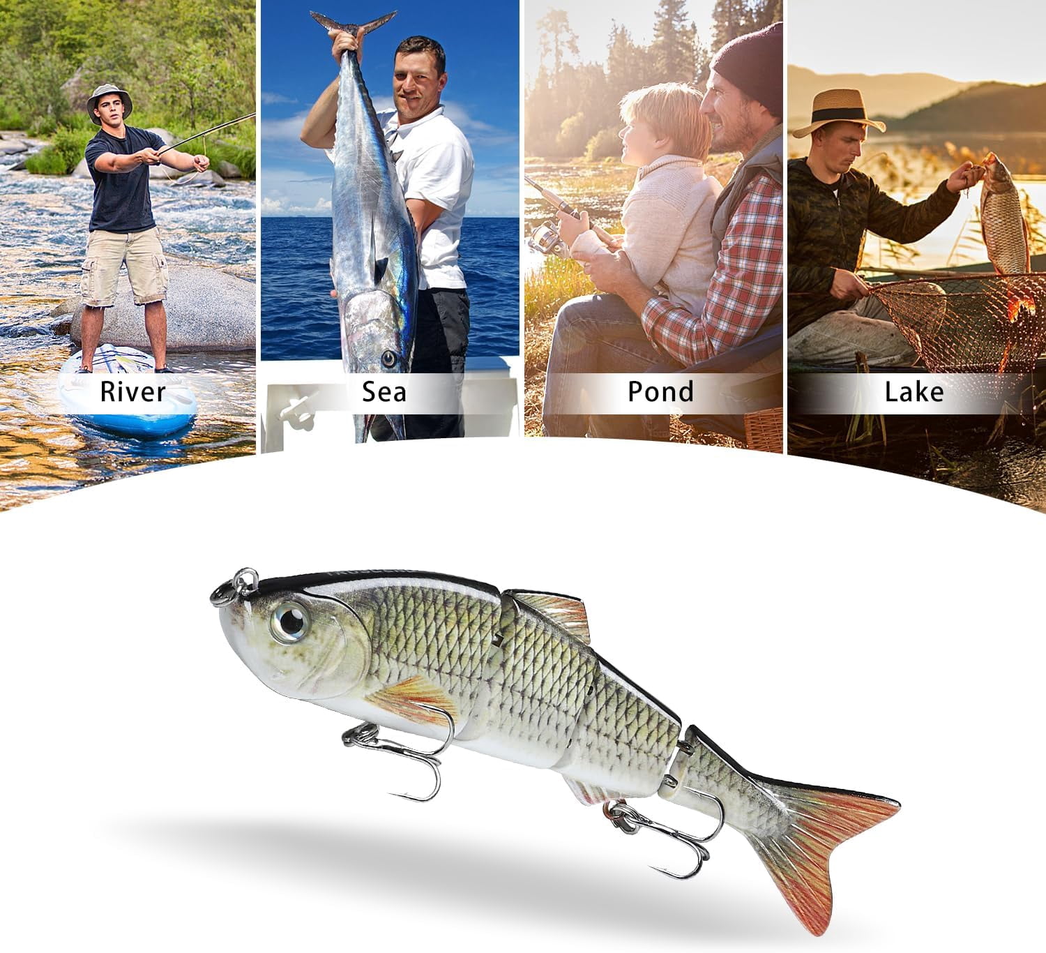 TRUSCEND Fishing Lures for Bass Trout Crappie, Lifelike Swim Baits Bass Fishing Gear Accessories for Walleye and Pike Slow Sinking Freshwater Saltwater Jigs, Amazing Fishing Gifts for Men