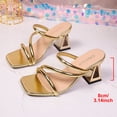 thumbnail image 5 of Samdudou Slide Sandals for Women Strappy Geometric Block Heel Open Toe Square Toe Slip On Mules Summer Dressy Casual Party Wedding Vacation Ladies Modern Footwear, 5 of 9