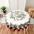 thumbnail image 6 of Christmas Round Tablecloth for Kitchen Dining, 60Inch Xmas Holly Berries Bells Bows Table Cloth, Red Black Buffalo Plaids Non-Slip Table Cover for Holiday Picnic Tabletop Decor, 6 of 6