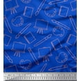 thumbnail image 1 of Soimoi Blue Moss Georgette Fabric Canvas & Paint Brush Art & Craft Print Fabric by the Yard 42 Inch Wide, 1 of 3