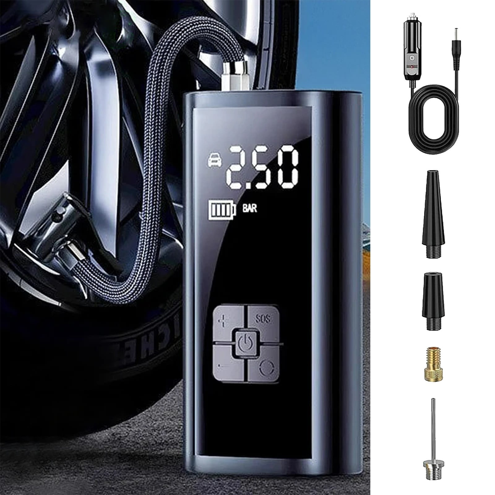 Stiyth Tire Inflator Portable Air Compressor,Auto Air Pump for Car Tires,Cordless Bike Pump with Tire Pressure Gauge and Motorcycle Tire Inflator with Auto-Shutoff Function