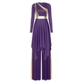 thumbnail image 4 of Aislor Womens Liturgical Worship Praise Dance Dress Long Sleeve Overlays Tunic with Wide Leg Baggy Pants Set Purple S, 4 of 7