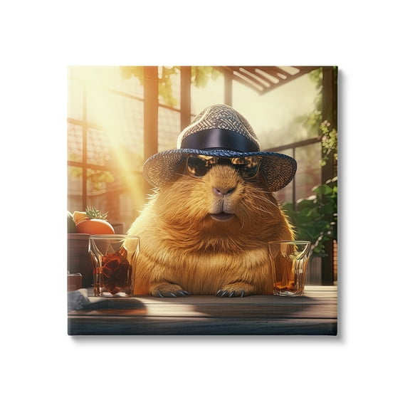 Stupell Industries Beaver & Summer Sunlight Animals & Insects Painting Gallery Wrapped Canvas Art Print Wall Art, 17 x 17