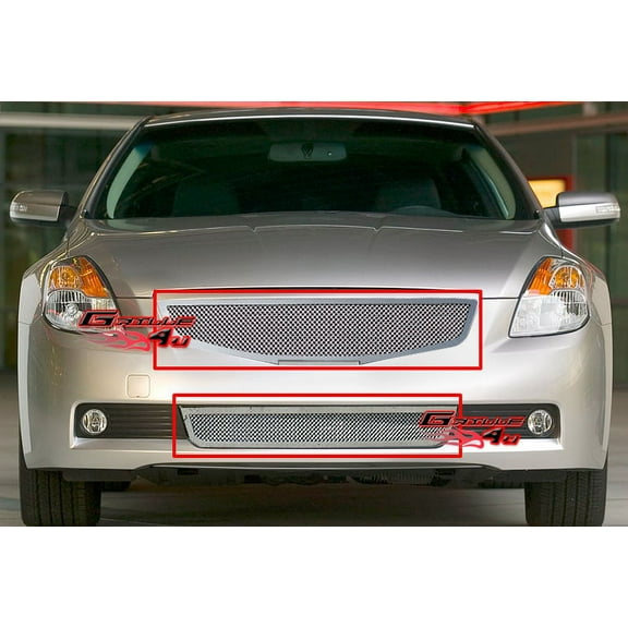 APS Premium Stainless Steel Chrome Mesh Grille Insert Compatible with Nissan Altima 2007-2009 Coupe Combo N19-T58777N