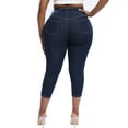 thumbnail image 3 of Gocolloa Womens Plus Size Capri Jeans Stretchy High Waisted Skinny Denim Capris Pants Dark Blue 16W, 3 of 7