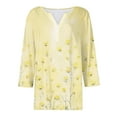 thumbnail image 5 of Jsaierl 3/4 Sleeve Tops for Women Plus Size Button Up V Neck Shirts Cute Floral Ladies Blouses Going Out Cotton T-shirts Top S-3XL, 5 of 5