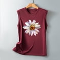 thumbnail image 4 of Pompotops T-Shirt Sans Manches Décontracté d'Été pour Femmes, Col Rond Imprimé, Ample, 4 of 4