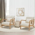 thumbnail image 4 of YODOLLA  Fabric Accent Chair Mid-Century Modern Upholstered Arm Chair for Living Room in White, 4 of 7