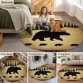 thumbnail image 6 of 8ft Washable Large Round Rug, Vintage Animals Bear Non-Slip Circle Area Rug for Living Room Dining Room, Black Pine Forest Retro Animal Indoor Floor Mat for Home Decor, 6 of 9