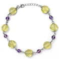 thumbnail image 2 of Faceted Lemon Quartz Briolette & Amethyst 925 Silver Bracelet Jewelry SDB3569, 2 of 6
