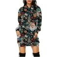 thumbnail image 1 of Jsaierl Robe Sweat à Capuche de Noël Robe de Fête à Manches Longues Imprimé Flocon de Neige Arbre de Noël Mode Automne pour Femmes, 1 of 5