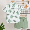 thumbnail image 4 of Tfken Boys Outfit Set Size 3 Years-4 Years Short Sleeve Casual Prints Tops Holiday T Shirt Short Pants Suit Toddler Boy Outfit Green, 4 of 9