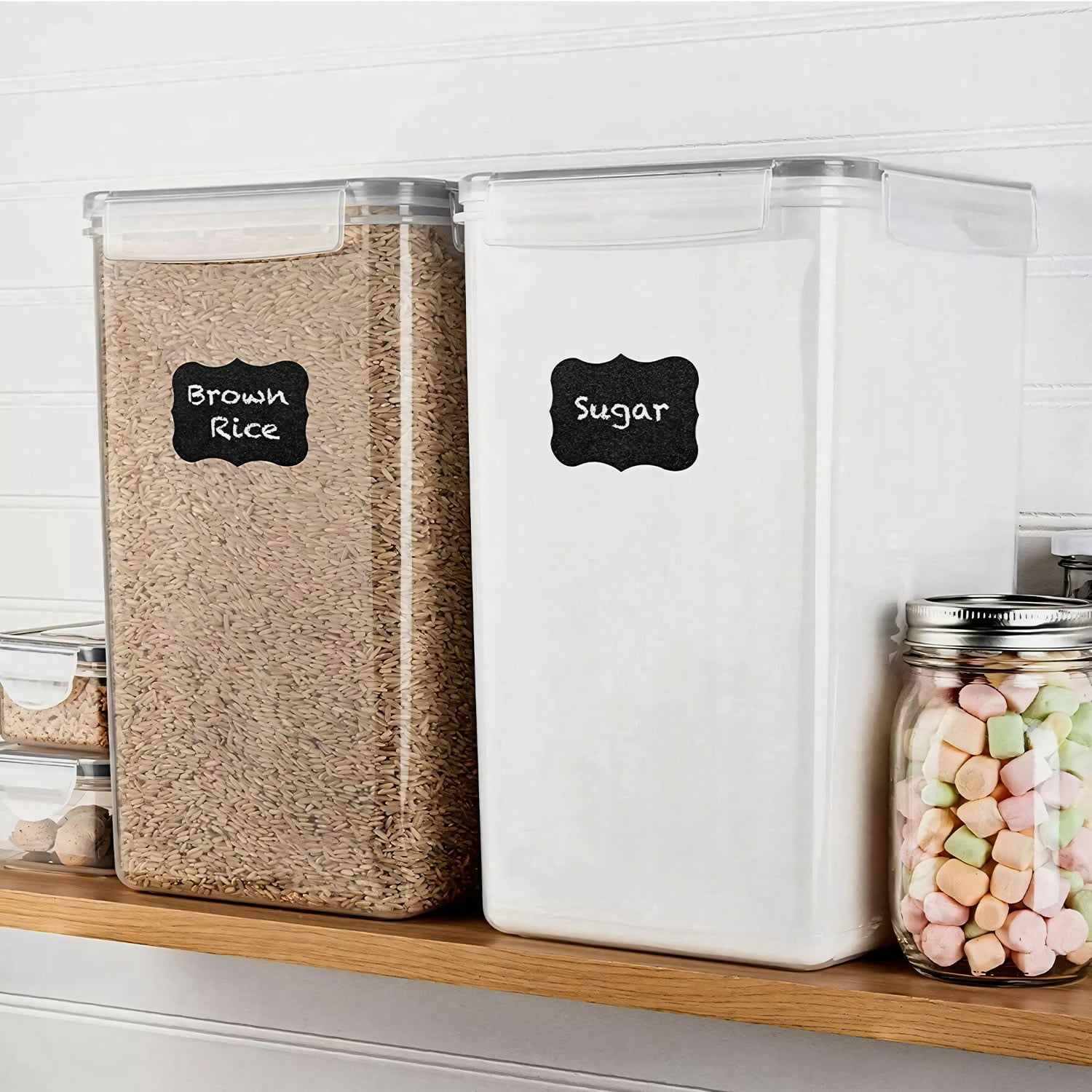 Stelive 2-Piece Extra Large Food Storage Containers (6.5L/Each) Airtight Pantry Storage Containers Organiser Dry Food Canisters Plastic Leak-proof Canisters for Home & Kitchen with Labels & Pen