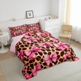 thumbnail image 3 of Manfei Giraffe Print Full Size Comforter Sets,Kawaii Bow Bowtie Bedding Comforter Set,Zoo Animal Bedding Sets,Lightweight Room Decoration Reversible,3 Pieces, 3 of 6