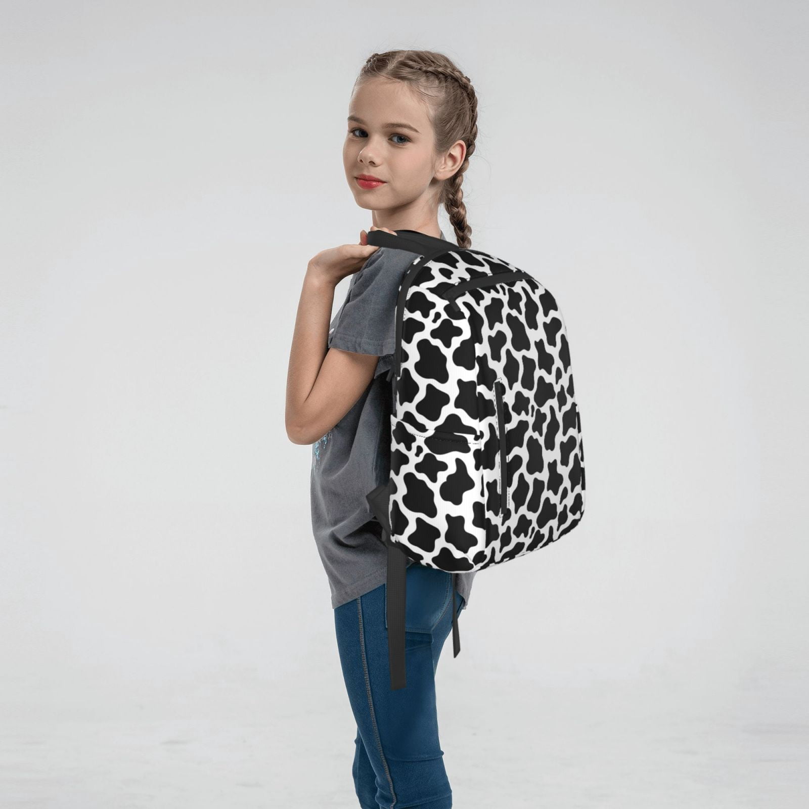 Defioc Cow Print Black White Pattern Travel Laptop Backpack,Lightweight Backpack Travel Hiking Daypack Backpack Work Bag for Men Women