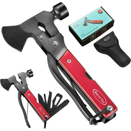 RoverTac Camping Essentials, Multi Tool Axe Hatchet Survival Gear 14-in-1 Multitool Knife Hammer Pliers Saw Bottle Can Opener Screwdriver, Multitool for Camping Hiking Survival, Gifts for Men Him Dad