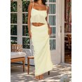 thumbnail image 6 of LMLYSoH Women’s Two Piece Summer Outfits Sleeveless Ruffle Hem Cami Tops and Long Skirt Set Beachwear, 6 of 9