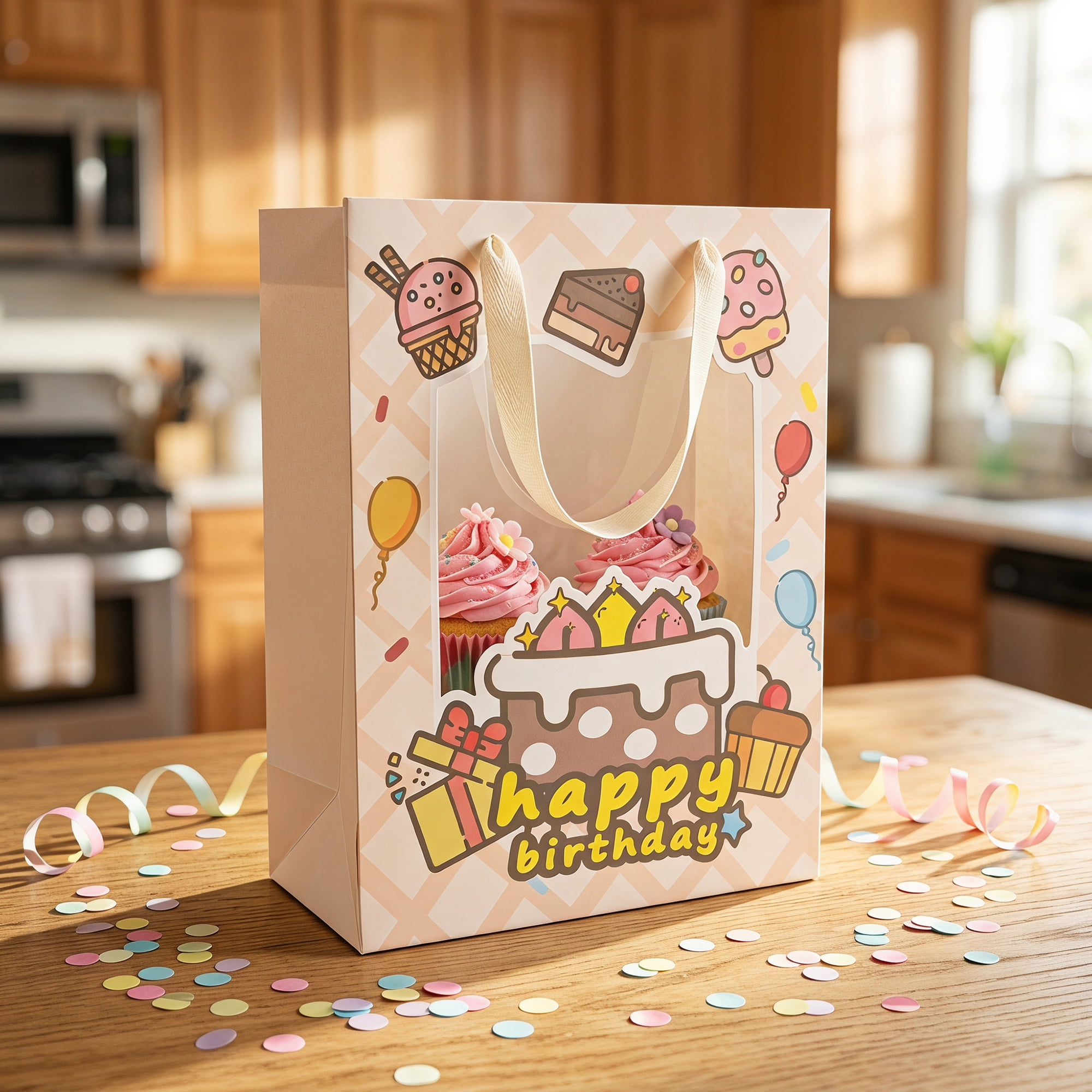 Unique Bargains 6Pcs Colorful Cartoon Gift Bags Yellow 5.7" x 3.9" x 7.7"