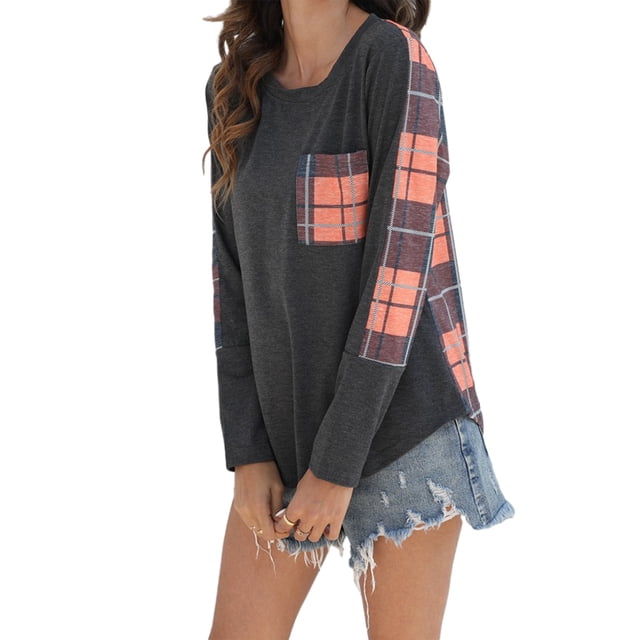 Minnieouse Sudadera informal de cuello para niñas, Jersey de manga larga a cuadros estampado, camisa, Top de fiesta de oficina, accesorios de Prendas para la parte del cuerpo rojo M Minnieouse AP009600-06