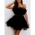 thumbnail image 2 of Coduop Women Off Shoulder Puff Princess Dress Swing Strapless Tulle Mini Dress, 2 of 6