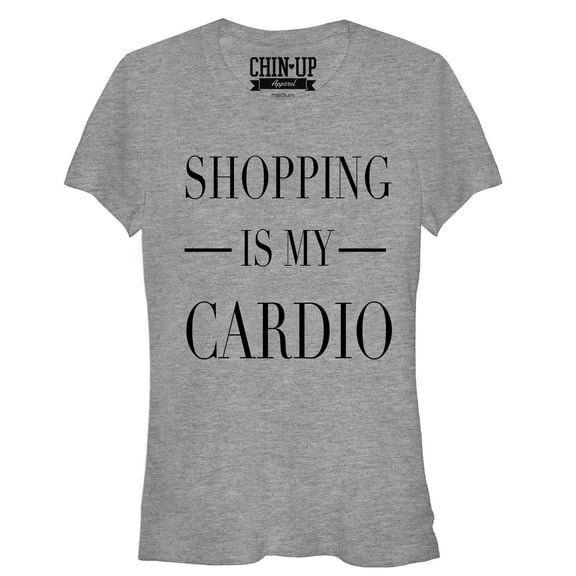 Junior's CHIN UP Shopping is My Cardio  Graphic Tee Athletic Heather X Large
