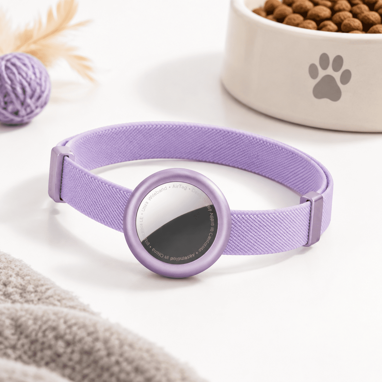 Monet Purple S Cat Airtag Collar Elastic Lightweight Anodized Aluminium Tracking Holder