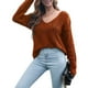 thumbnail image 1 of Ropa de Otoño de las mujeres Otoño Invierno Moda Color Sólido Hueco V-Cuello Manga Larga Suéter de Punto Ropa, 1 of 6