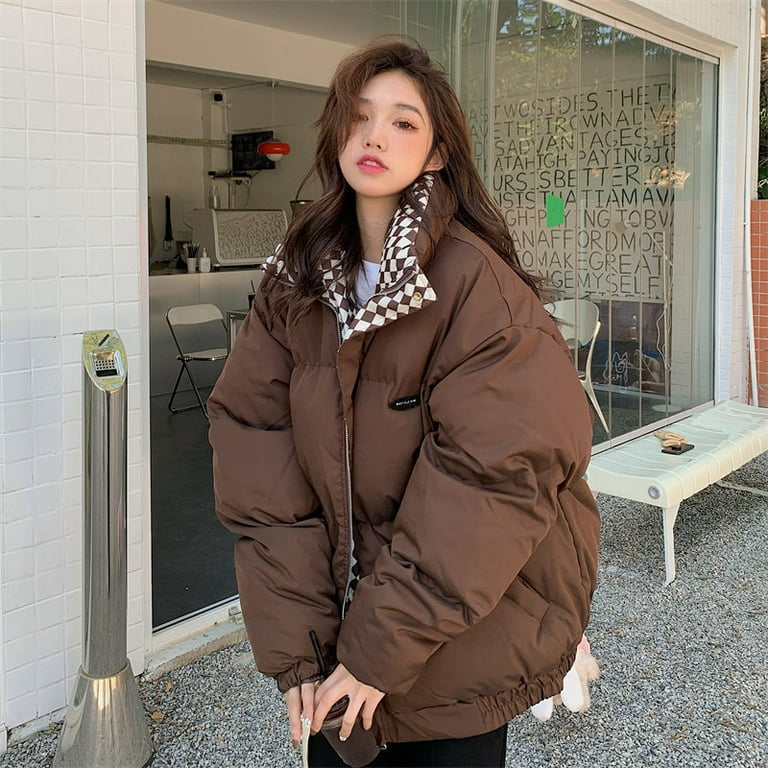 Women Jackets Winter Coat Hooded Cotton Padded Oversized Bubble Coat Puffy  Patches on Arm Fashion Outerwear
