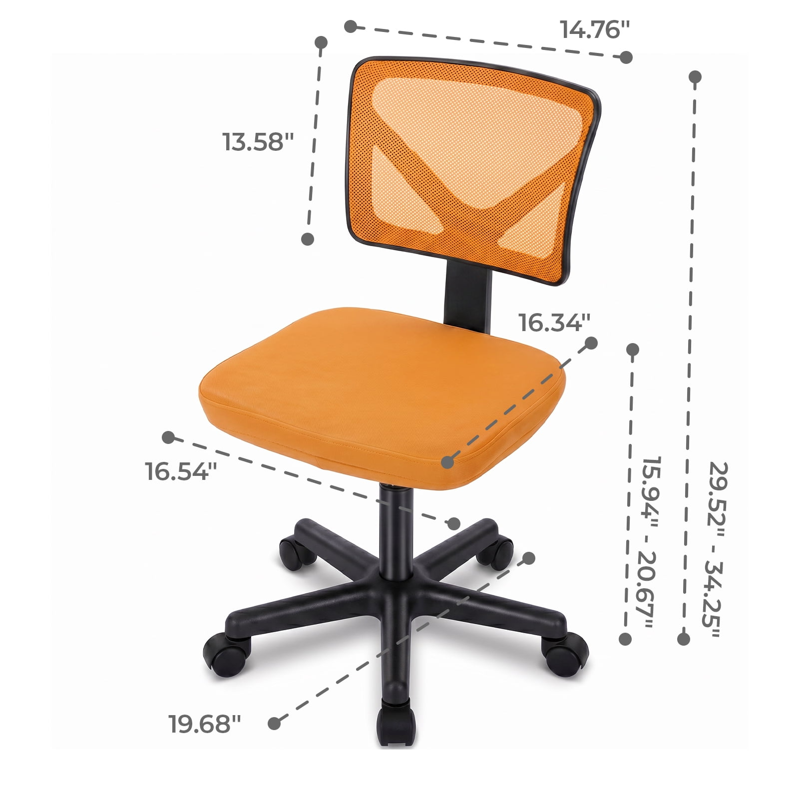 Alvantor Low-Back Mesh Office Chair with Lumbar Support, Armless Swivel Rolling Chair