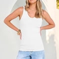 thumbnail image 6 of Endives Women's Camisole Tops Summer Ribbed Slim Fit V Neck Vest Top Basic Knitted Casual Tank Top White, 6 of 7