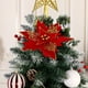 thumbnail image 5 of Adornos navideños para árbol de Navidad (1 unidad), flores artificiales de 34 x 28 x 28 cm, arreglos de tela para fiestas y bodas (rojo)., 5 of 9