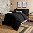 thumbnail image 4 of IR Imperial Rooms 3 Piece Queen Duvet Cover Soft Microfiber Button Closer Black Color All-Season, 4 of 12