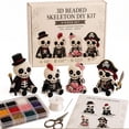 thumbnail image 2 of 4 Pack 3D Beaded Skeleton DIY Kit, Halloween Beading Craft Set with Step-by-Step Instructions, Spooky Skeleton Making Kit for Adults Kids, Tiered Tray Decor Halloween Party Home Holiday Gifts, 2 of 9