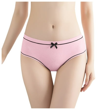 YHGFVOKJ Womens Underwear Threaded Comfort Mid Waist Sexy Cute Plus Size Brief Soaking Wet Air Not Tight Panties Thongs Lingerie for Women Pink L