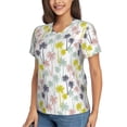 thumbnail image 5 of Yiaed Hawaiian Coconut Tree Print Women's T Shirt V-Neck Short Sleeve Shirt Casual Breathable Tee Summer Tops-Small, 5 of 5