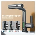 thumbnail image 3 of Waterfall Basin Faucet Pull-Out Kitchen & Bathroom Faucet, Rainfall Temperature Digital Display No Battery SUS604 Stainless Steel, 3 of 12