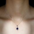 thumbnail image 4 of Rosec Jewels Pear Shape Lab Grown Blue Sapphire Teardrop Pendant with Moissanite (6X8 mm), 10K White Gold, 4 of 8