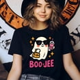 thumbnail image 3 of Boo-jee Graphic Tee Funny Ghost with Bubble Tea and Purse Shirt, Dark Heather, Size M, 3 of 6