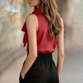 thumbnail image 5 of cocolona Summer Womens Satin Tank Tops Sleeveless Bow Tie Neck Blouses Dressy Casual Work Shirts, 5 of 7