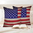 thumbnail image 3 of Independence Day Pillow Covers 2 Pack Retro USA Flag Patriotic Vintage Pillowcase Waterproof Outdoor Throw Pillow Cover for Patio Garden Square Cushion 16”x16”, 3 of 9