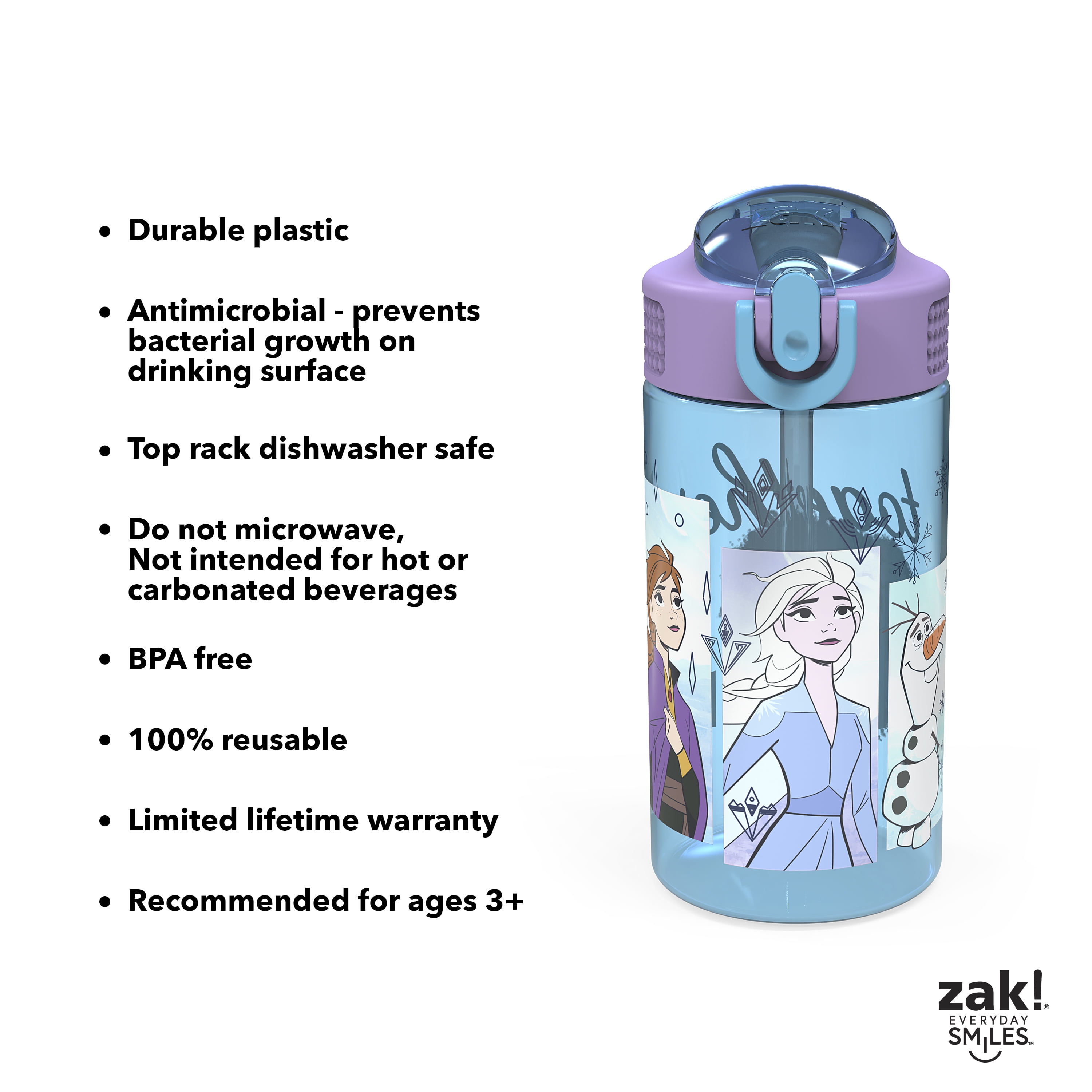  Zak Designs Disney Frozen 2, Reusable Plastic Kids' Hydration  Includes 30pcs Sippers and 10 pcs Character Decorations (7.8, 40 Pieces),  Straw Bundle with Medallion, Anna & Elsa & Olaf : Health & Household
