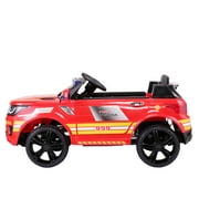 TOBBI-TOYS 12V Electric Kids Ride on Police Toy Car with Remote Control, Real Megaphone, Siren,Bluetooth, Red
